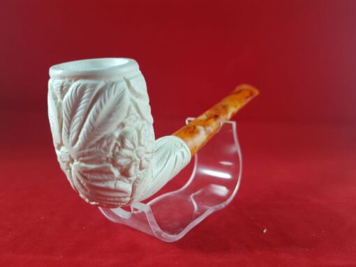 Hand Carved Embossed Floral Straight Meerschaum Pipe