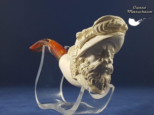 Deluxe Hand Carved Bearded Man Meerschaum Pipe