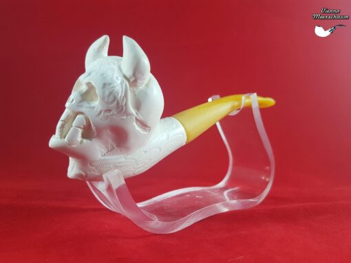 Viking Skull Hand Carved Meerschaum Pipe