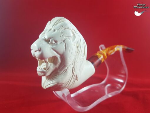 Deluxe Hand Carved Lion Meerschaum Pipe
