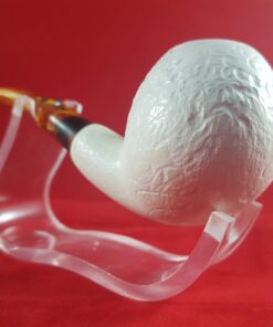 Rusticated Bent Apple Meerschaum Pipe