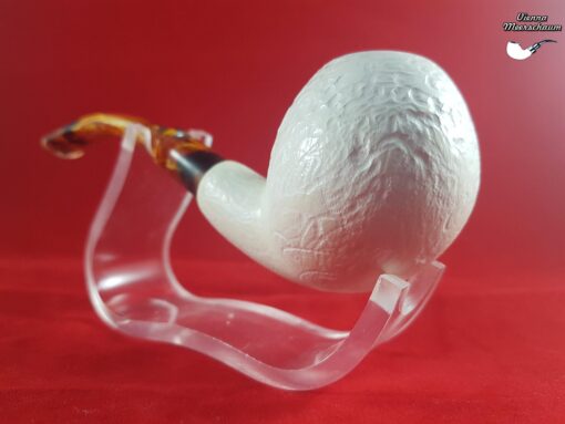 Rusticated Bent Apple Meerschaum Pipe