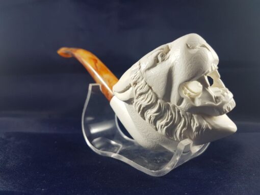 Hand Carved Lion Meerschaum Pipe