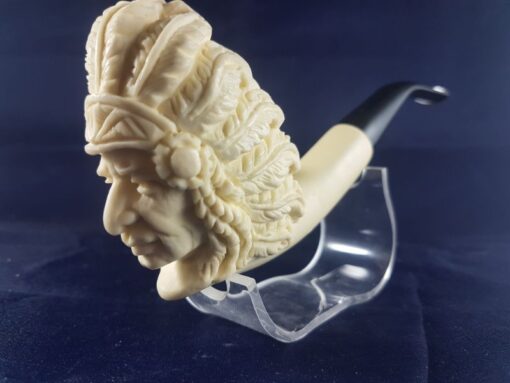 Deluxe Hand Carved Indian Head Meerschaum Pipe