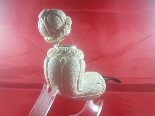 Vienna Meerschaum Pipe with Silver Band and Lid, Block Meerschaum