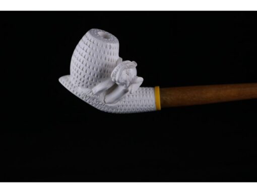 Lattice Egg and Elephant Figure Meerschaum Pipe