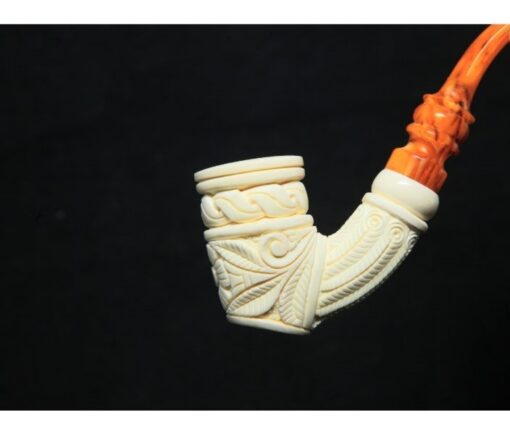 Hand Carved Embossed Floral Meerschaum Pipe