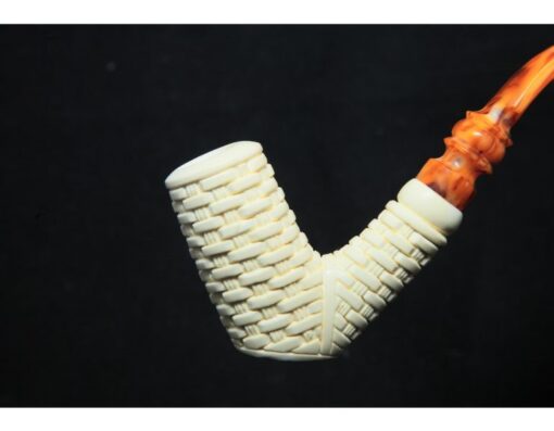 Basket Weave Hand Carved Genuine Block Meerschaum Pipe