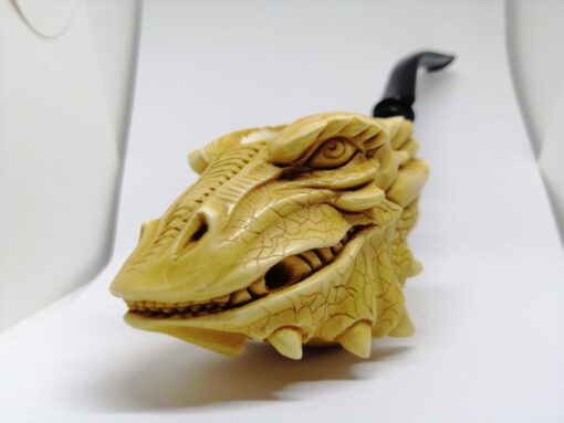 Dragon Hand Carved Block Meerschaum Pipe