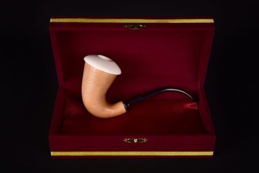 Wood Calabash Meerschaum Pipe, Middle Size Calabash Pipe, Smooth Bowl Pipe, Full Bent Stem Calabash