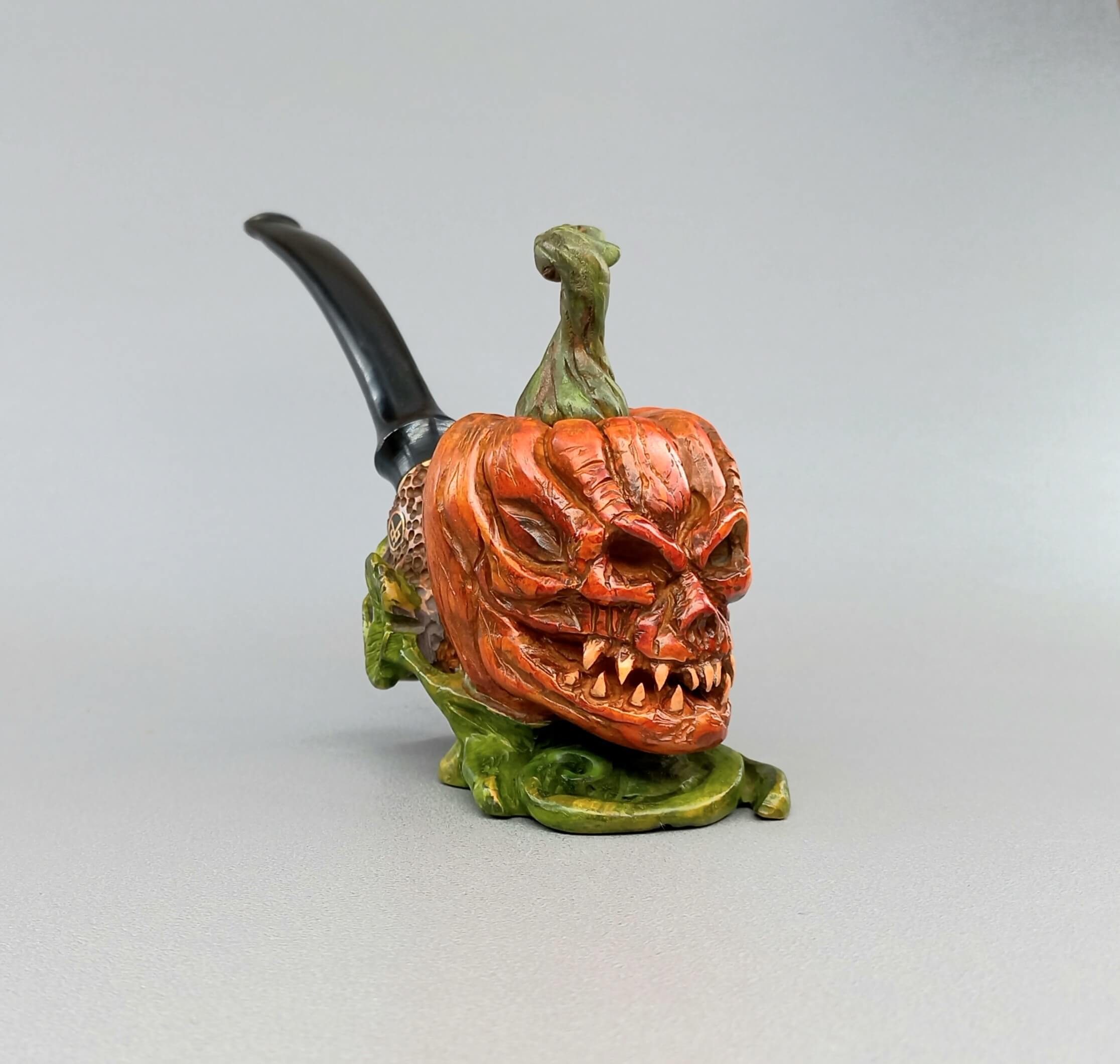 halloween-briar-pipe-pipe-with-tamper-and-bag-pumpkin-briar-pipe-scary-pipe-horror-pipe