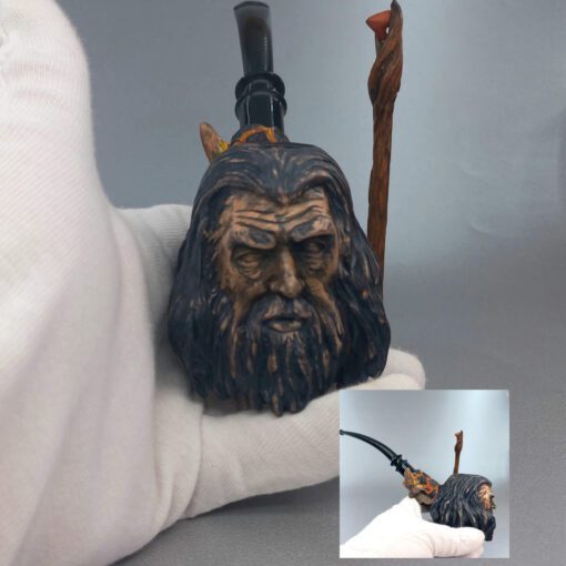 Personalized GANDALF Pipe, Briar Pipe, Pipe with Tamper and Bag, Acrylic Stem, The Lord of the Rings Pipe, Lotr Pipe, Wizard Pipe, Middle Earth