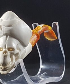 Hand Carved Pirate Skull Bent Stem Meerschaum Pipe, Block Meerschaum, Unsmoked Meerschaum