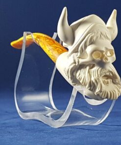 Hand Carved Viking Skull Meerschaum Pipe