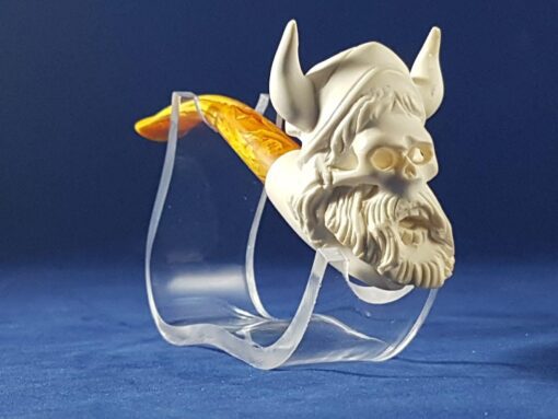 Hand Carved Viking Skull Meerschaum Pipe, Carved Meerschaum Pipe, Hand Carved Pipe, The Best Block Meerschaum, Block Meerschaum Pipe