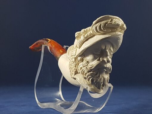 Meerschaum Pipe Carved Head of Bearded Man, Hand-Carved, Hand-Carved Pipe, The Best Quality Meerschaum, Unsmoked Meerschaum