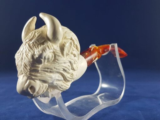 Buffalo Meerschaum Pipe, The Best Block Meerschaum, Hand-Carved Pipe, Turkish Block Meerschaum, Buffalo Head