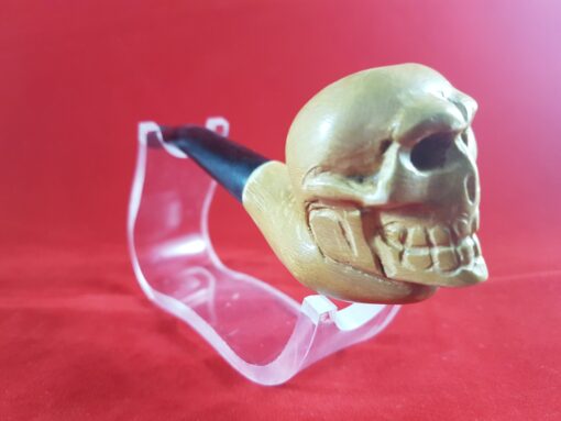 Hand Carved Skull Meerschaum Pipe, Brown Skull Pipe, 100% Solid Block Meerschaum Pipe, Hand Carved Meerschaum Pipe, Turkish Meerschaum