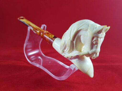 Hand Carved Horse Meerschaum Pipe, 100% Solid Block Meerschaum Pipe, Hand Carved Horse Head Meerschaum Pipe, Turkish Meerschaum