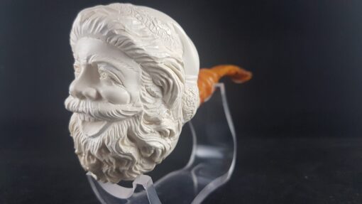Santa Claus Meerschaum Pipe, The Block Meerschaum, Hand Carved Meerschaum Pipe, 100% Solid Block Meerschaum Pipe
