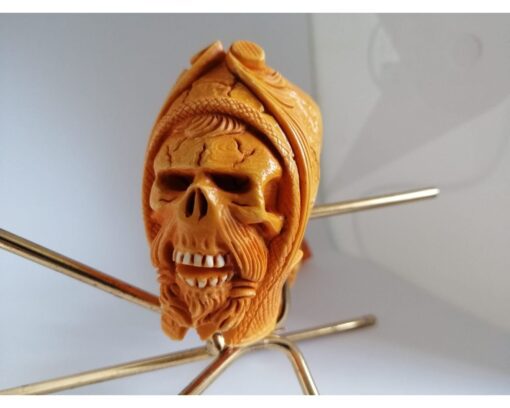 Hand Carved Skull Meerschaum Pipe, The Block Meerschaum, Hand Carved Meerschaum Pipe, 100% Solid Block Meerschaum Pipe