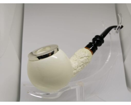 Smooth Apple Silver Meerschaum Pipe, Block Meerschaum