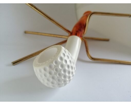 Hand Carved Golf Ball Meerschaum Pipe, Classic Meerschaum Pipe, The Block Meerschaum, Hand Carved Meerschaum Pipe