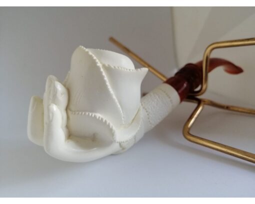 Hand Carved Rose in Hand Meerschaum Pipe, The Best Quality Meerschaum, Unsmoked Meerschaum, Hand Carved Meerschaum Pipe