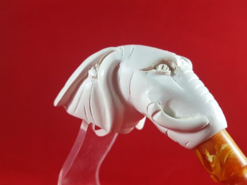 Hand-Carved Elephant Meerschaum Pipe, 100% Solid Block Meerschaum Pipe, Hand Carved Meerschaum Pipe, Turkish Meerschaum