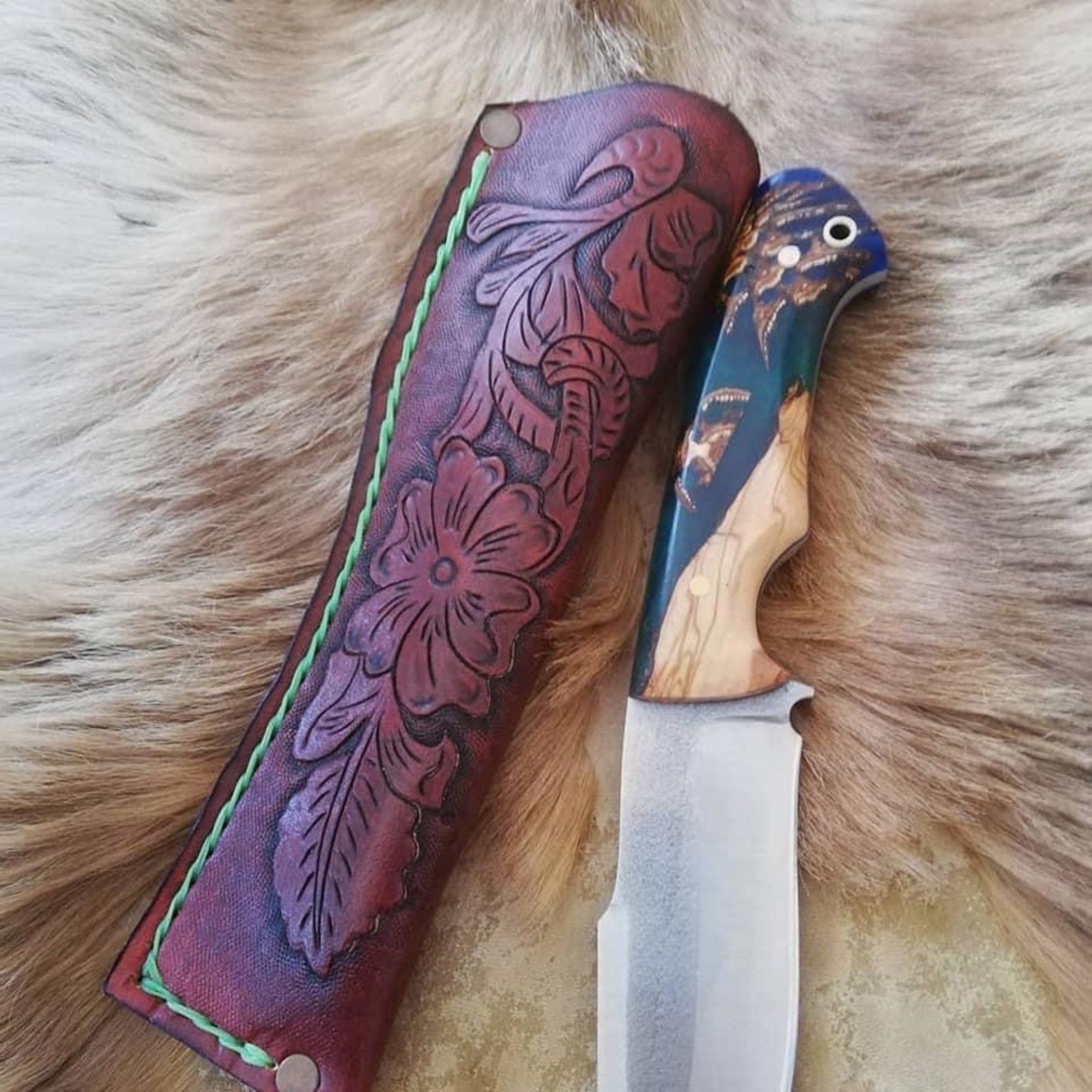 Handmade Knife Epoxy and Padauk Wood Handle