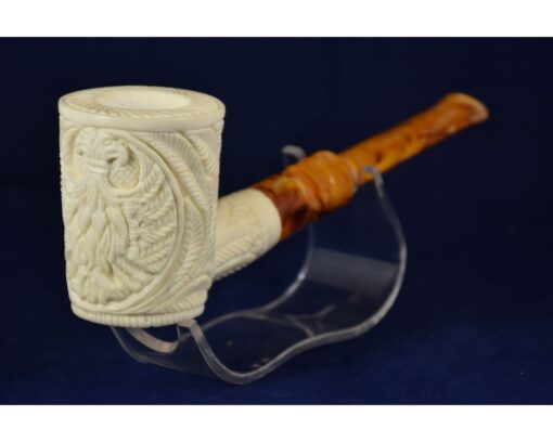 Embossed Eagle Poker Meerschaum Pipe, Straigt Stem Pipe, Meerschaum Pipe, Handmade Meerschaum Pipes, Artisan Pipes, Block Meerschaum