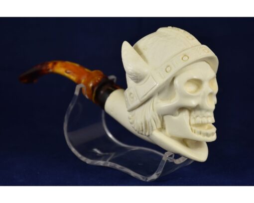 Viking Skull Meerschaum Pipe, Death's Head, Handmade Meerschaum Pipes, Artisan Pipes, Block Meerschaum