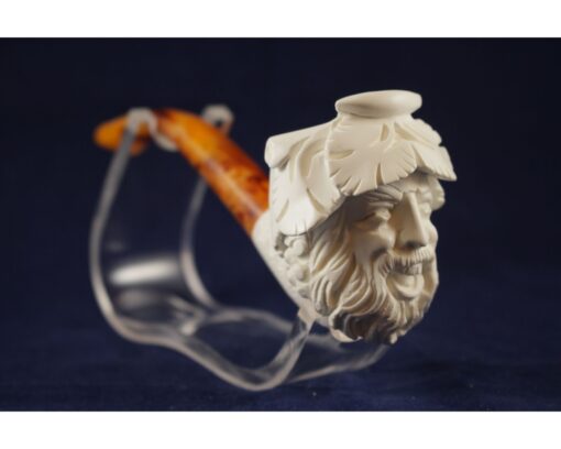 Wine God Bachhus Dionysus Meerschaum Pipe, Handmade Meerschaum Pipes, Artisan Pipes, Block Meerschaum, Turkish Meerschaum