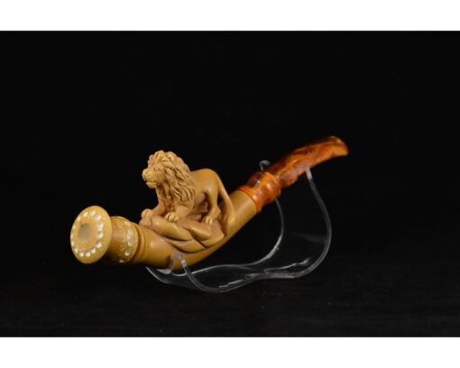 Lion Cigarette Holder, Lion Meerschaum, Meerschaum Pipe, Handmade Meerschaum, Cigarette Holder, Artisan Pipes, Block Meerschaum