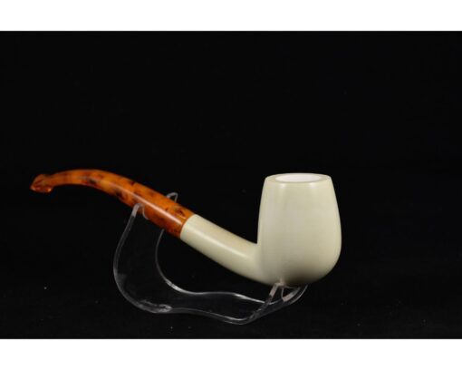 Classic Smooth Half Stem Pipe, Unsmoked Block Meerschaum, Meerschaum Pipe, Handmade Meerschaum Pipes, Artisan Pipes, Block Meerschaum