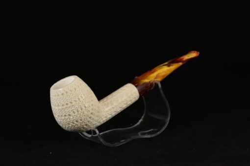 Straight Stem Lattice Classic Meerschaum Pipe, Unsmoked Block Meerschaum, Handmade Meerschaum Pipes, Artisan Pipes, Block Meerschaum