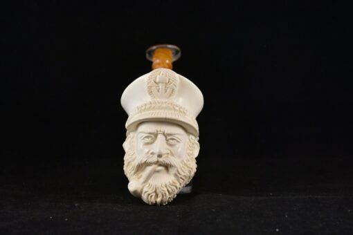 Long Stem Captain Meerschaum Pipe, Handmade Meerschaum Pipes, Artisan Pipes, Block Meerschaum, Turkish Meerschaum