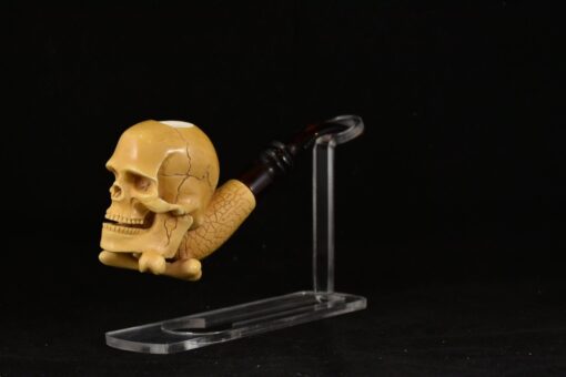 Handmade Skull Meerschaum Pipe, Death's Head Meerschaum Pipe, Handmade Meerschaum Pipes, Artisan Pipes, Block Meerschaum