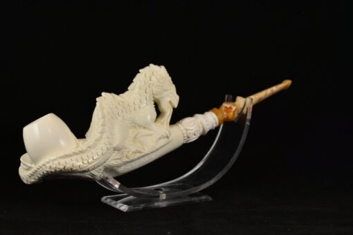 Long Stem Dragon Meerschaum Pipe, Artwork Meerschaum Pipe, Handmade Meerschaum Pipes, Artisan Pipes, Block Meerschaum, Dracarys Pipe