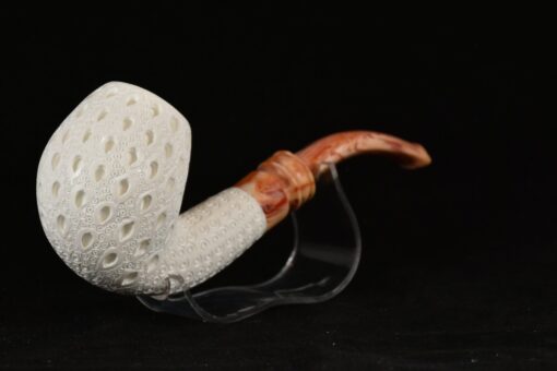 Classic Meerschaum Lattice Pipe, Dublin Indented Teardrop Pipe, Handmade Meerschaum Pipes, Artisan Pipes, Block Meerschaum, Bent Dublin Pipe