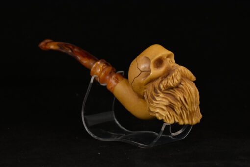 Bearded Skull Meerschaum Pipe, Death's Head Pipe, Scary PIpe, Artisan Pipes, Block Meerschaum, Genuine Meerschaum, Turkish Meerschaum