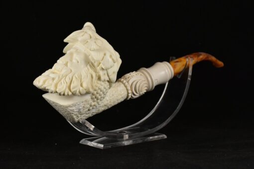 Long Stem Wine God Bachhus Dionysus Meerschaum Pipe, Handmade Meerschaum Pipes, Block Meerschaum, Turkish Meerschaum