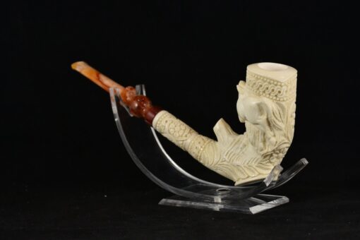 Embossed Floral with Horse Figure Pipe, Meerschaum Pipe, Handmade Meerschaum Pipes, Artisan Pipes, Block Meerschaum, Turkish Meerschaum