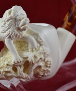 Hand Carved Lion Figure Pipe, Hand-Carved Meerschaum Pipe, Block Meerschaum, Unsmoked Meerschaum