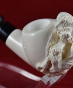 Hand Carved Lion Figure Pipe, Hand-Carved Meerschaum Pipe, Block Meerschaum, Unsmoked Meerschaum
