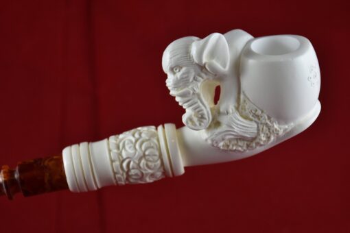 Hand-Carved Elephant Meerschaum Pipe, 100% Solid Block Meerschaum Pipe, Hand Carved Meerschaum Pipe, Turkish Meerschaum
