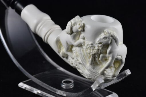 Horse and Dog Figures Meerschaum Pipe, Unsmoked Meerschaum, Block Meerschaum Horse Pipe