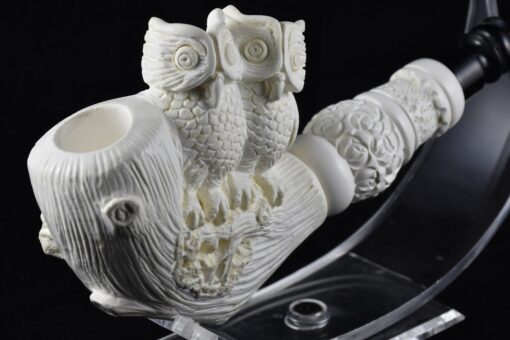 Owl Figures Meerschaum Pipe, 100% Solid Block Meerschaum Pipe, Turkish Meerschaum