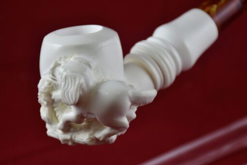 Hand Carved Dog Meerschaum Pipe, 100% Solid Block Meerschaum Pipe, Turkish Meerschaum