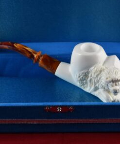 Hand-Carved Lion Figure Pipe, Hand-Carved Meerschaum Pipe, Block Meerschaum, Unsmoked Meerschaum